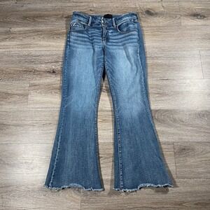 Buckle Black Women's Jeans Flare Leg Denim Fringe Hem Casual 31x32 Blue